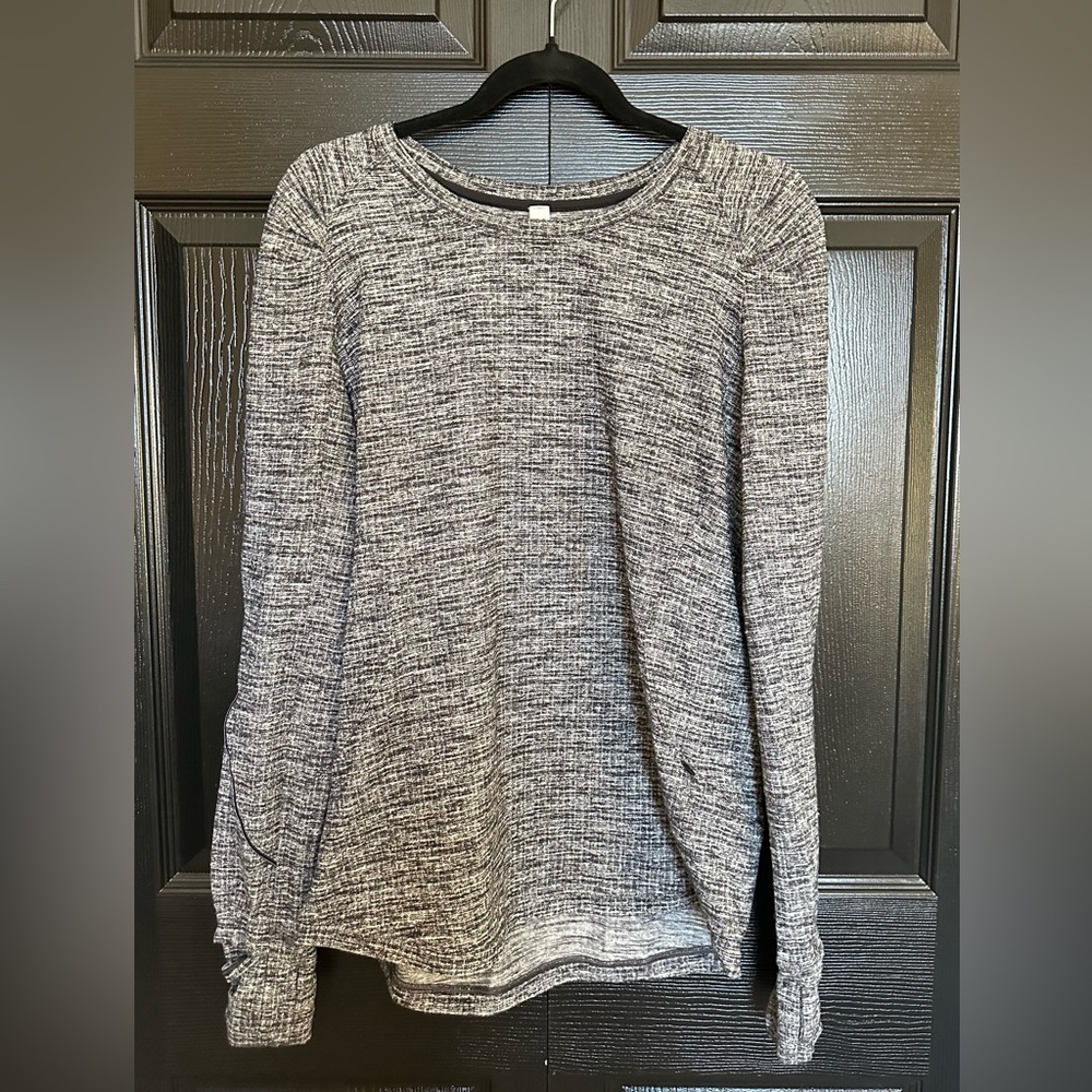 Lululemon Extra Mile Long Sleeve Shirt Luon Ringspun Denim Size 12